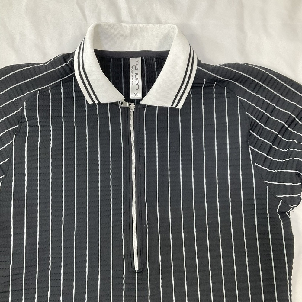 Inphorm Women Black/White Stripe Tennis Golf Pickle Ball Textured Sz S Sport 552 - Picture 12 of 12